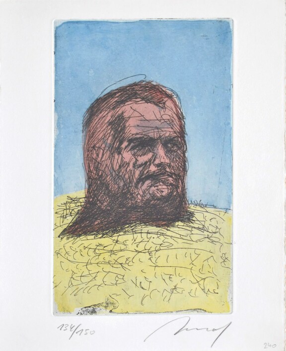Selbstportrait als Olmekenkopf - Lewin 1011/II